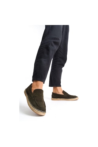 Mubiano Hakiki Deri Summer Erkek Jüt Taban Haki Süet Espadril & Loafer -mssr1274-hk Haki