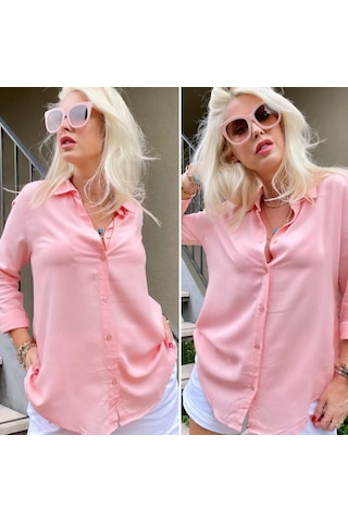 Valensdesign Dokuma Viskon Kumaş Efsane Gömlek Pembe