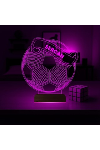 Luvivia Futbolcu Hediye Futbol Topu Kişiye Özel 3d Lamba - Masa Gece Lambası