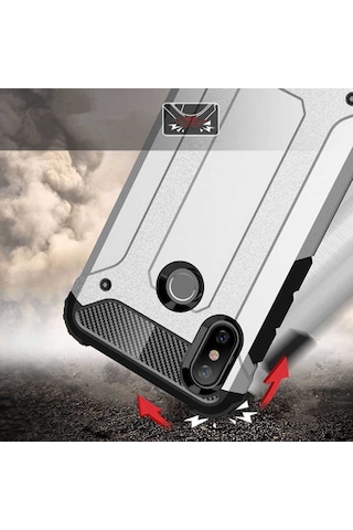Noktaks - Xiaomi Uyumlu Xiaomi Mi 8 - Kılıf Çift Katman Zırh Tank Crash Military Kapak - Gold