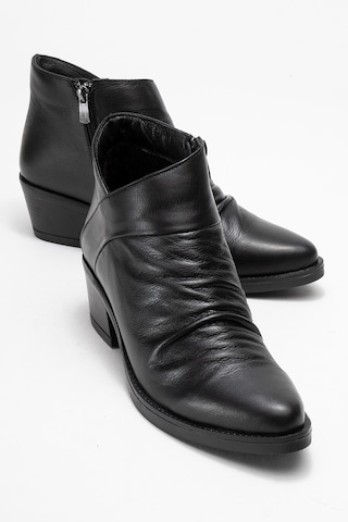 Rule Siyah Hakiki Deri Kadın Kalın Topuklu Bot Siyah