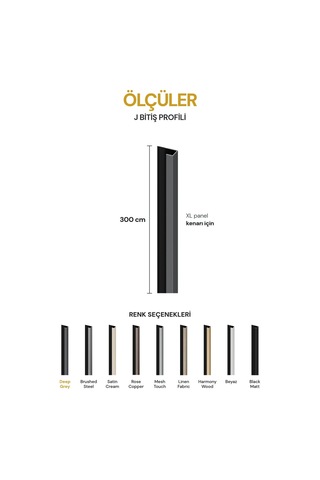 Vilo Mpc J Bitiş Profili Deep Grey 300cm Xl Duvar Paneli Kenar Ve Dış Köşe Bitişi