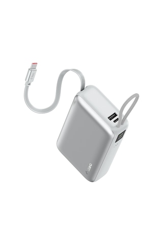 Ttec Recharger Pro Lcd 20.000mah Pd 45w Usb-c Makaralı Kablolu Taşınabilir Hızlı Şarj Aleti / Powerbank 2bb277 Gümüş