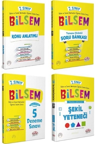 Editör Yayınları 2. Sınıf Bilsem Hazırlık Kitapları 4 lü Set