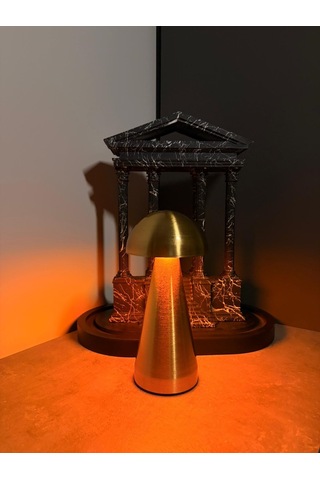 Şarjlı Dekoratif Ambiyans Masa Lambası Mantar Gold-4721 Altın