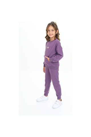 Toontoy Kids Toontoy Kız Çocuk Kanguru Cepli Tnty Nakışlı Eşofman Takım Mor