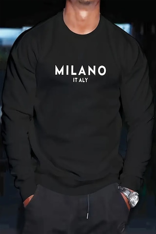 Milano Baskılı Oversize Sweatshirt Antrasit