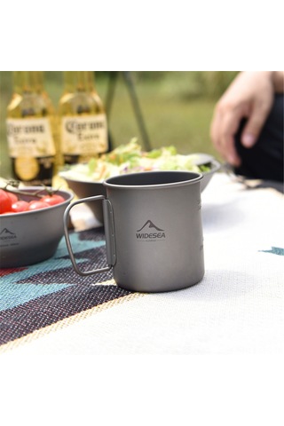 Ranyeek Titanium Kamp Çelik Bardak, Katlanabilir Kollü, Hafif, Isıya Dayanıklı, 375ml, Çadır, Yürüyüş, Outdoor Malzeme Çok Renkli