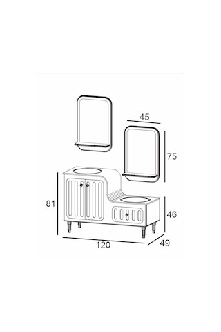 Denko Ada 120 Cm Antrasit Banyo Dolabı Takımı Antrasit