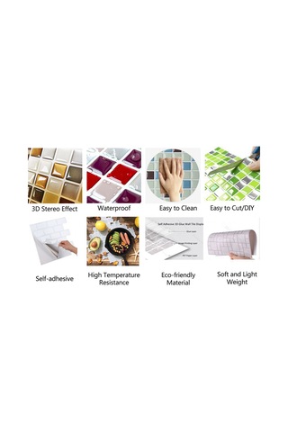 Qingmipy Suya Dayanıklı 3b Mermer Duvar Kağıdı - Mutfak Dekoru İçin Yapışkanlı Duvar Sticker Çok Renkli