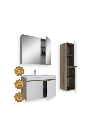 Teta Home Tokyo 80 Cm Mdf Banyo Dolabı Seti +boy Dolabı Sonoma-vanilya Sonoma - Vanilya