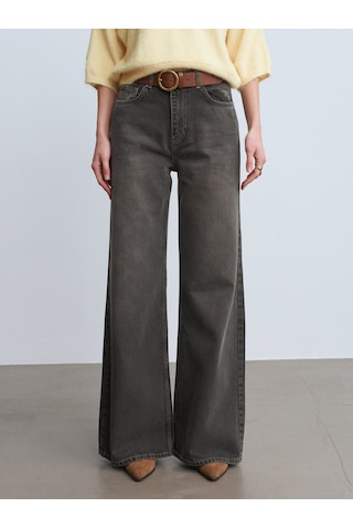 Dilvin 72112 %100 Pamuk Wide Leg Jean-kahve Kahve