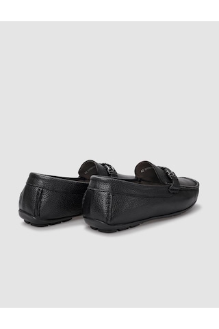 Cabani Sanvano Hakiki Deri Siyah Tokalı Erkek Loafer