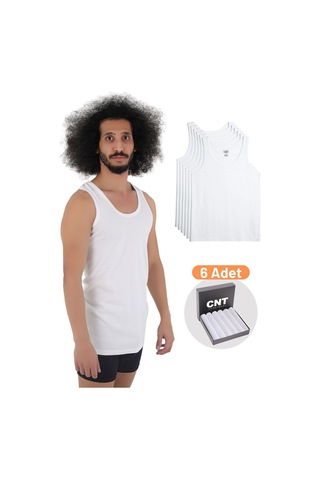 Cnt Erkek Atlet Pamuklu Basic 6'lı Premium Paket Beyaz Beyaz