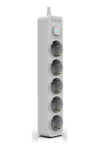 Inca Ipw-44gb 5 Port Akım Korumalı Led Tuşlu Priz 1.5m - Beyaz