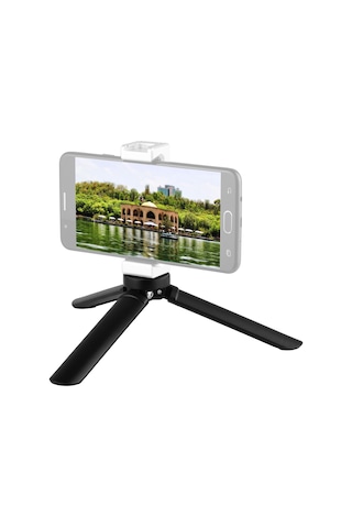 Geeksen Mobil Gimbal Desteği İçin Mini Metal Masaüstü Tripod - 1/4" Vidalı Bağlantı, Sağlam Ve Taşınabilir Siyah