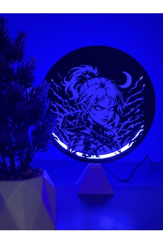 Valorant Jett Ajan Halka Led Işıklı Masa Gece Lambası Gamer Oyun Odası Dekor Hediye Adaptör Dahil Mavi Işık