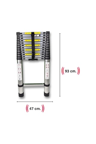 Endokon 500 Cm. - 13 Basamaklı Teleskopik Alüminyum Merdiven - I Tipi Uzayan Merdiven