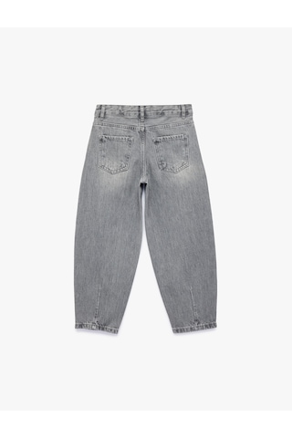 Koton Pamuklu Yıpratılmış Detaylı Balon Form Denim Pantolon Gri 6skg40093ad