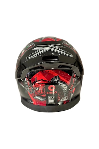 Shiro Katana Sv Samurai Kapalı Kask Kırmızı - Siyah