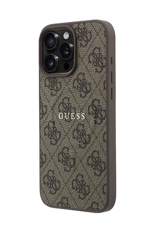 İphone 16 Pro Max Uyumlu Kılıf Guess Lisanslı M-safe Kabartmalı 4g Desenli Yazı Logolu Kapak Pembe