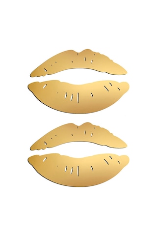 Ruicoo 3d Dudak Yansıtan Duvar Stickerleri - Altın Renk, İki Set, Modern Dekor, Kolay Uygulama, Dayanıklı Ps Malzeme Altın