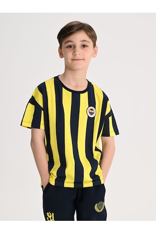 Fenerbahçe Sarı Lacivert Tribün Çubuklu Çocuk Tshirt Lacıvert-sarı