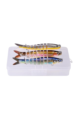 3 Adet 8 Eklemli 3d Oynak Rapala Sahte Balık Yem Seti Tatlı Ve Tuzlu Su Uyumlu Wobblers Swimbait