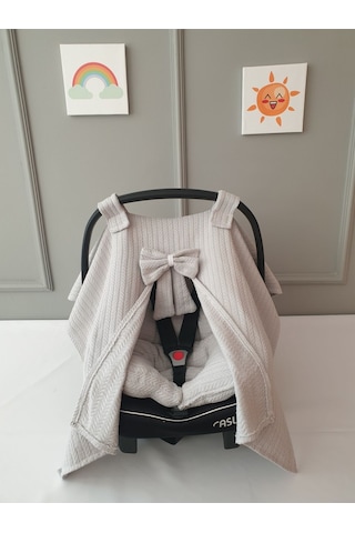 Puset Örtüsü & Puset Minderi Seti - Pike Kumaş - Gri