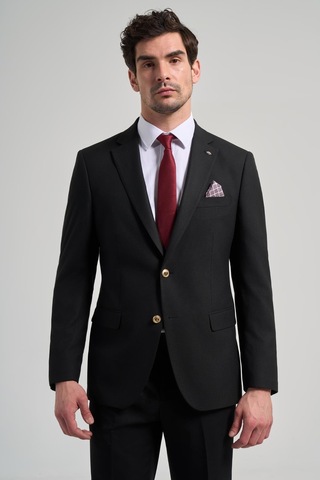 İmza Düz Bez Ayağı Mono Yaka Tam Astar Esnek 6 Drop Comfort Fit Ceket 1002245902 Siyah