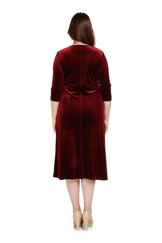 Nidya Moda Büyük Beden Golden Çiçek Elbise-4075B Bordo