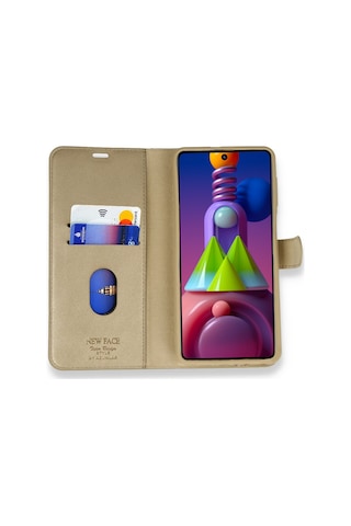Xiaomi Mi Note 10 Uyumlu Elite Kapaklı Cüzdan Kılıf Gold / Altın
