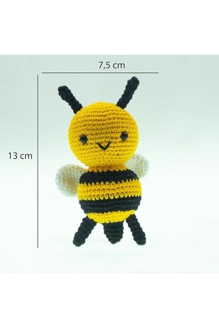 Amigurumi Arı Figür 13 Cm El Yapımı Pamuk İp Örgü Dekoratif Obje