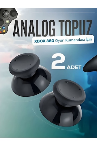 Xbox 360 Uyumlu Analog Topuz 2 Adet Başlık Kol Yedek Parça Siyah
