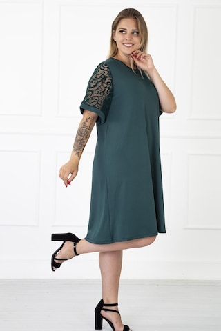 Kimono Kol Yeşil Büyük Beden Elbise 31B-1180 Yeşil
