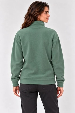Suma Polar Dik Yaka Yarım Fermuarlı Uzun Kollu Regular Fit Kışlık Sweatshirt - Mint Yeşili