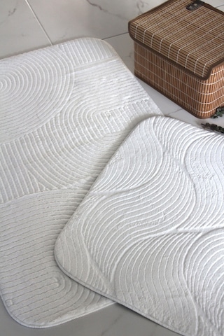 Kaydırmaz Taban Banyo Paspası & Klozet Takımı 2li Takım 60 100 Cm 50 60 Cm Beyaz