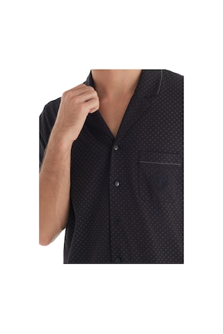 Blackspade Erkek Premium Kısa Kol Önden Düğmeli Siyah Pijama Takımı C0t0n7o04 Siyah