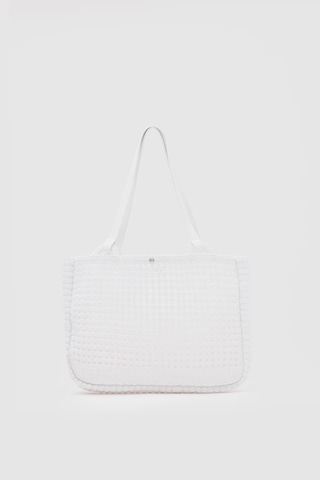 Shule Bags Fabri Big Size Makrome Omuz Çantası Beyaz Beyaz