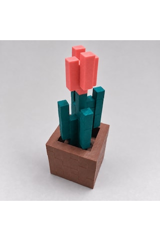Piksel Lale Biblo - 3d Baskı, Minecraft Esintili Pembe