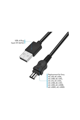 Novahub Andoer Ac-l15 Usb Güç Kablosu - Sony Kamera İçin Hızlı Şarj Ve Yükseltme, 120cm Siyah