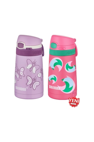 Shamobo 2li Set Pipetli Çelik Termos 350ml -6 Saat Isı Yalıtımı- mor