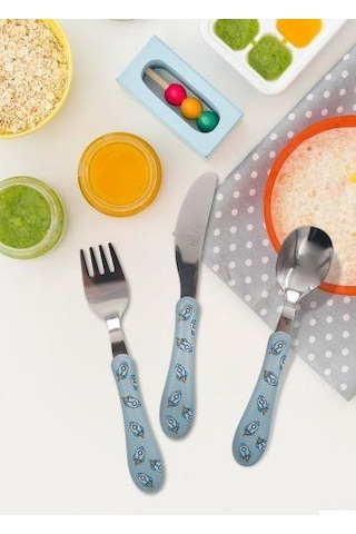 The Mia Bebek Çatal Kaşık Bıçak Takımı Rocket 3 Parça Ckb0218