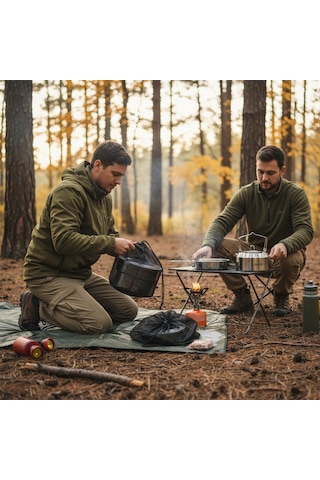 Orcamp Out-1160 Ironchef Çelik Kamp Mutfak Seti Tencere - Tava -çaydanlık Açık Gri