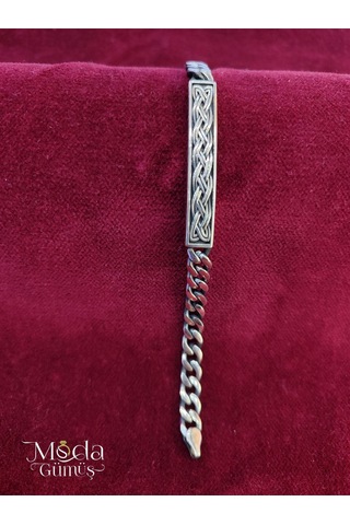 Modagümüşevi 925 Ayar Gümüş Desenli Gurmet Erkek Bileklik