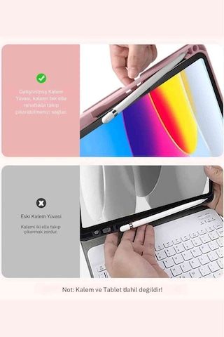 Apple Uyumlu iPad Air 11 4/5/6 Nesil M2/m3 2025 Klavyeli Tablet Kılıfı Klavye + Stand