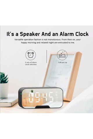 Aubyhe Siyah Dijital Alarm Saat: Bluetooth Hoparlör, Fm Radyo, Usb/sd Kart Desteği Ve Şarj Edilebilir Li-poly Pil İle Ev İçin Konfor Ve Fonksiyon