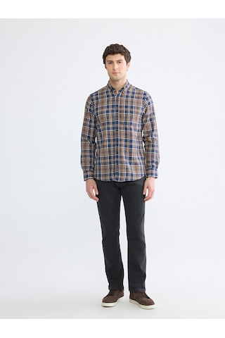 Lcwaıkıkı Classic Kahverengi Regular Fit Ekose Desenli Gabardin Erkek Gömlek