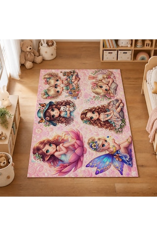 Kartela Halı Peri Masalı Kaymaz Taban Çocuk Oyun Halısı - 120 X 180 Cm Çok Renkli