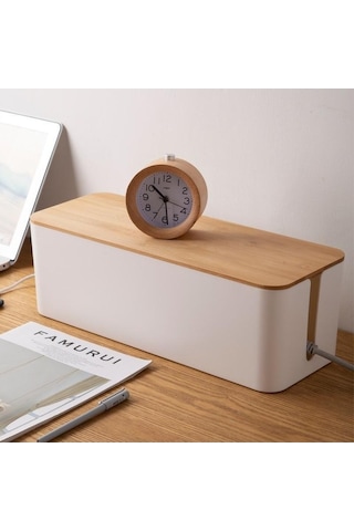 Pazly Ahşap Kablo Organizatörü - Toz Geçirmez Güç Kaynağı Kutusu - Şarj Cihazı Saklama Kutusu Wbl L - Kablo Yönetimi